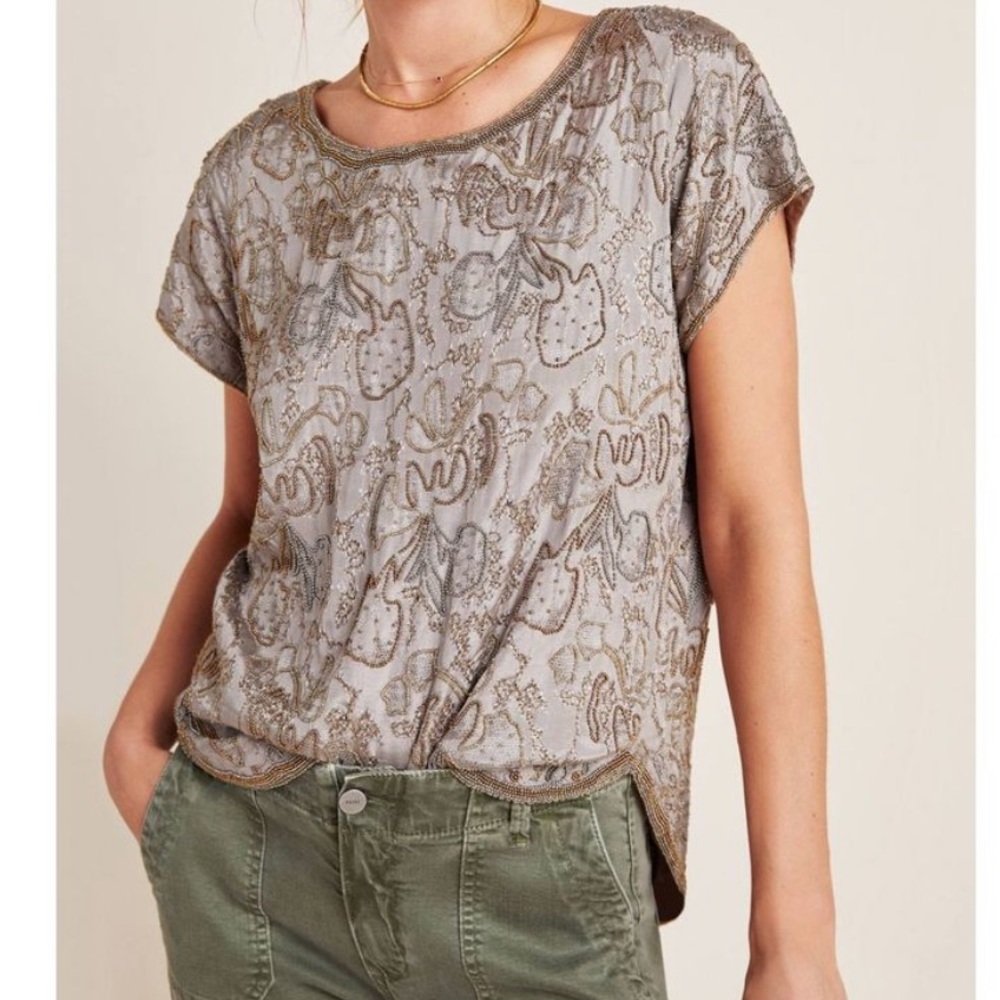 Anthropologie / Love Sam Embroidered Top